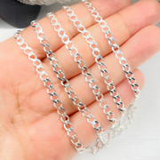 925 Sterling Silver Cuban Flat Curb Link Chain